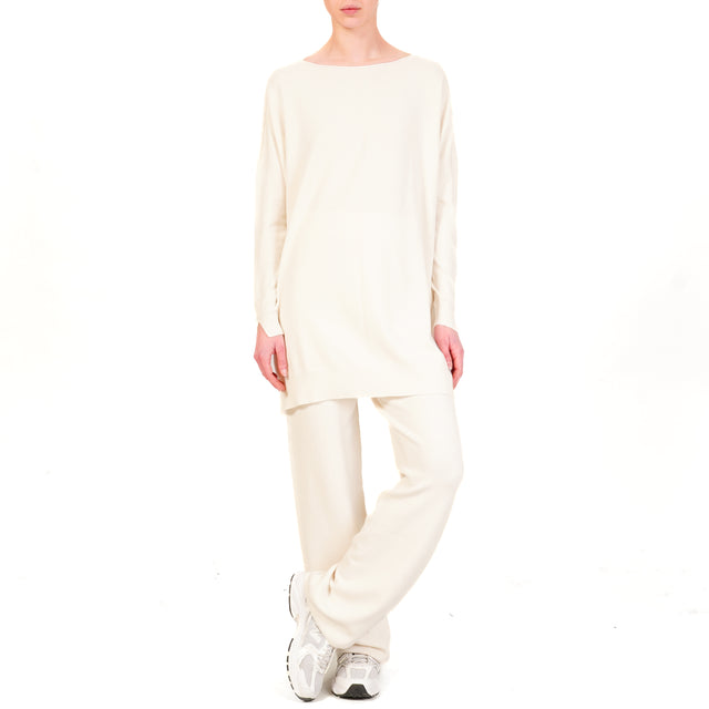 Vicolo-Completo maglia oversize + pantalone - burro