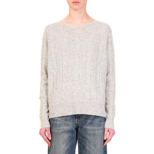 Vicolo-Maglia trecce misto cashmere - grigio