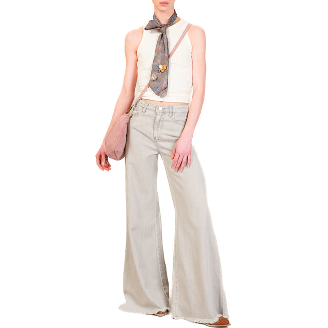 Vicolo-Jeans SIDNEY wide leg sfrangiato - grigio cenere