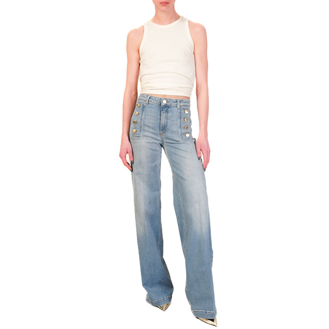 Vicolo-Jeans GIUDITH wide leg fit bottoni dorati - denim