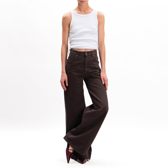 Vicolo-Pantalone LEXIE wide leg 5 tasche - moro