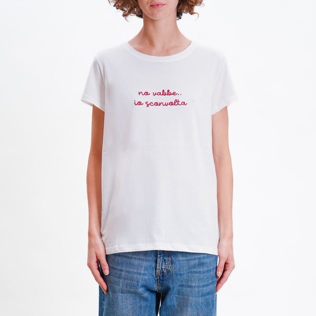 Vicolo-T-shirt "NO VABBE..." - bianco