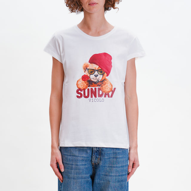 Vicolo-T-shirt ORSETTO SUNDAY - bianco