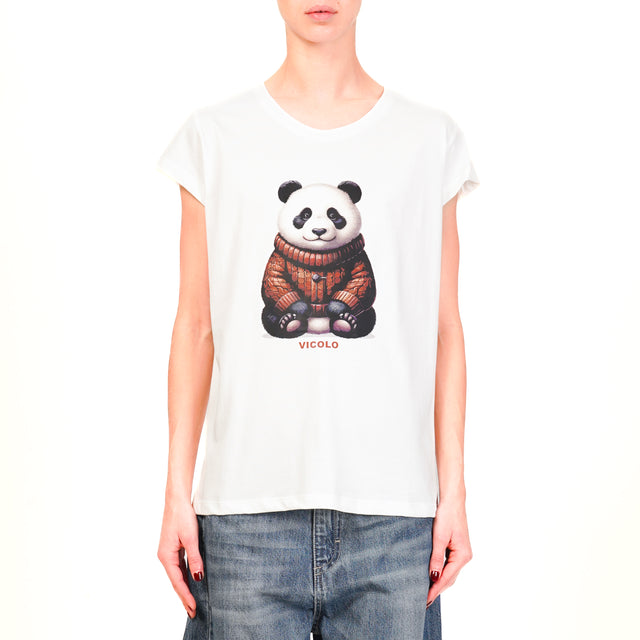 Vicolo-T-shirt stampa "PANDA" - bianco