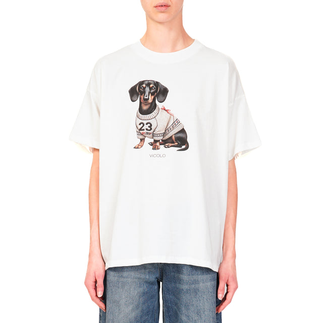 Vicolo-T-shirt stampa DOG - bianco