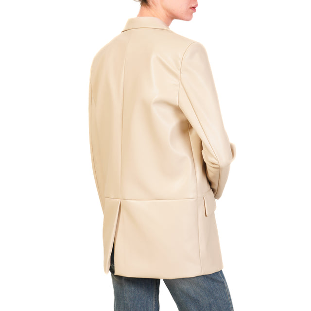 Vicolo-Giacca similpelle 1 bottone - beige