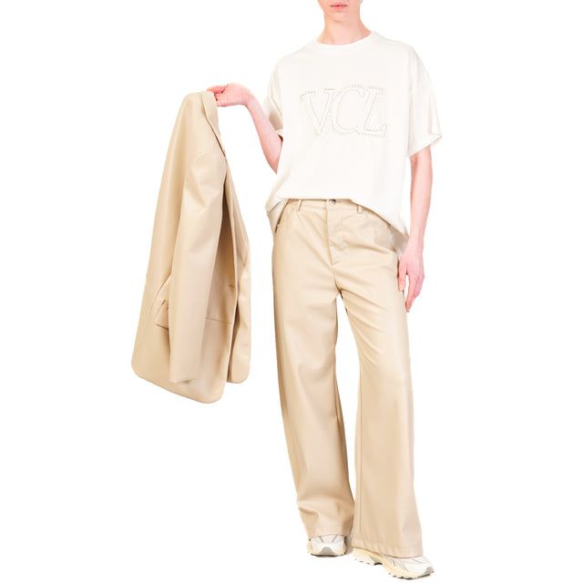 Vicolo-Pantalone in similpelle - beige