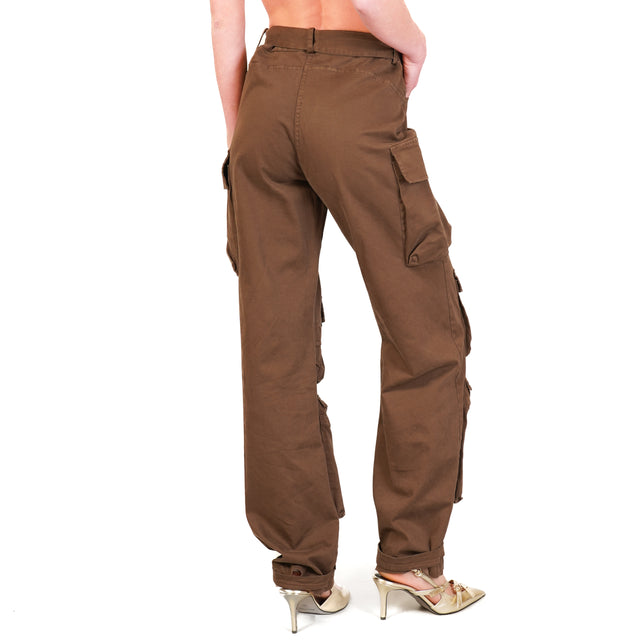 Vicolo-Pantalone cargo con cintura - moro