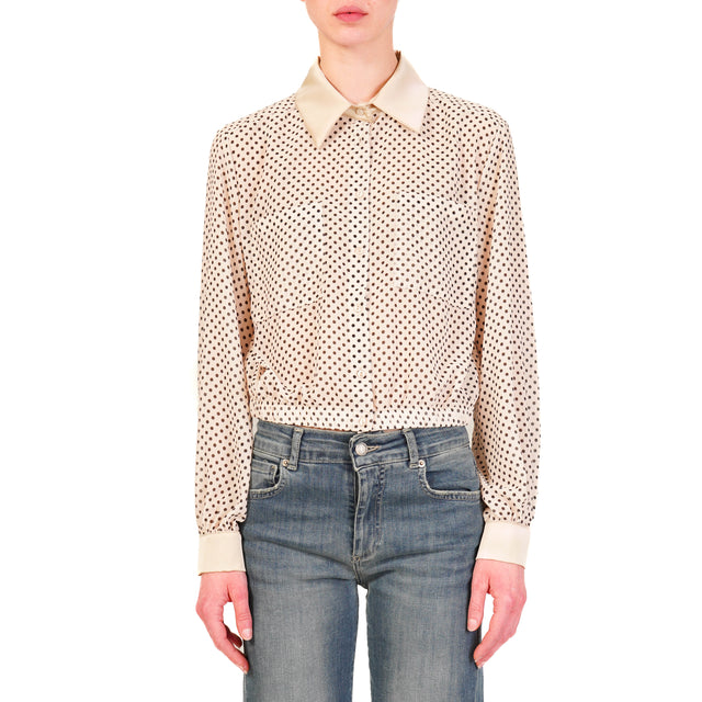 Vicolo-Camicia crop pois - burro/nero