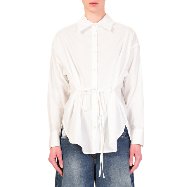 Vicolo-Camicia in cotone con coulisse - bianco