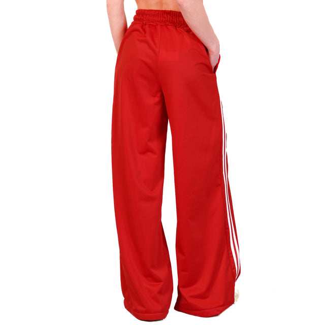 Vicolo-Pantalone banda laterale elastico in vita - Rosso