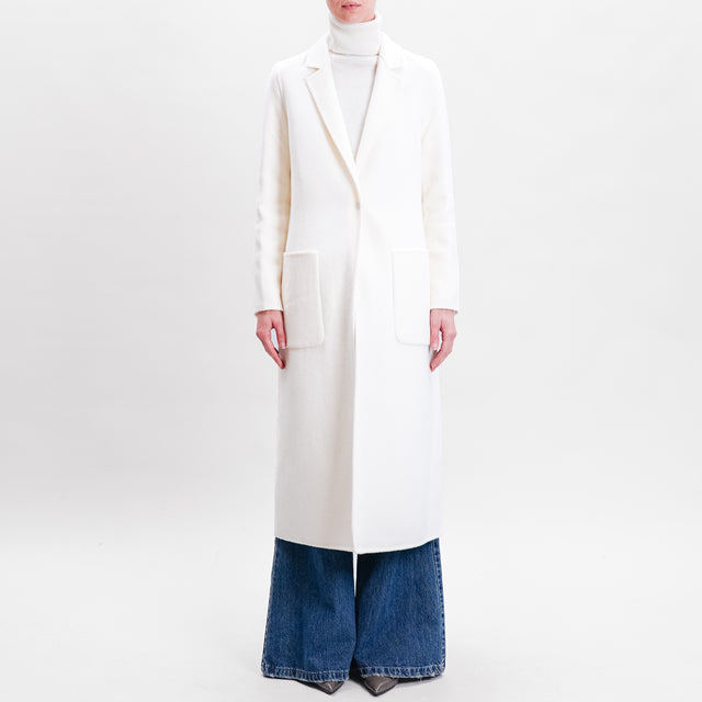 Vicolo-Handmade coat mixed wool back slit - milk