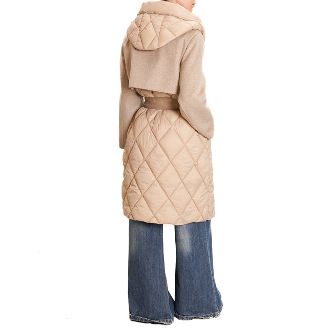 Vicolo-Double fabric coat with hood - beige