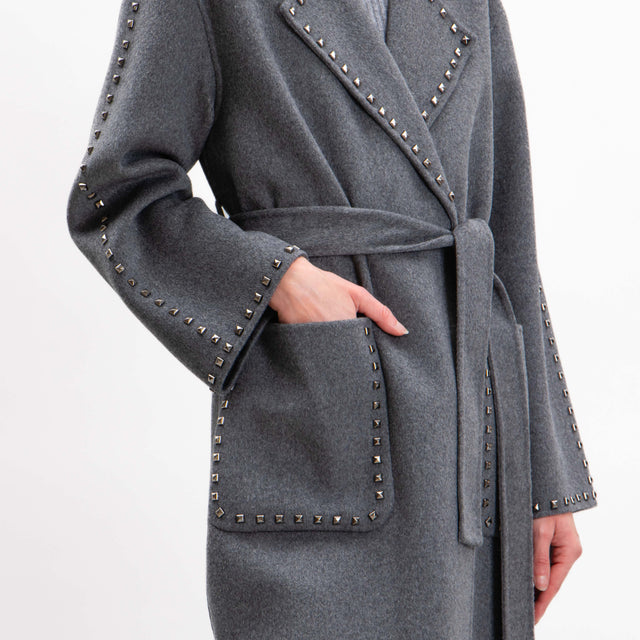 Vicolo-Cappotto hand made misto lana con borchie - antracite