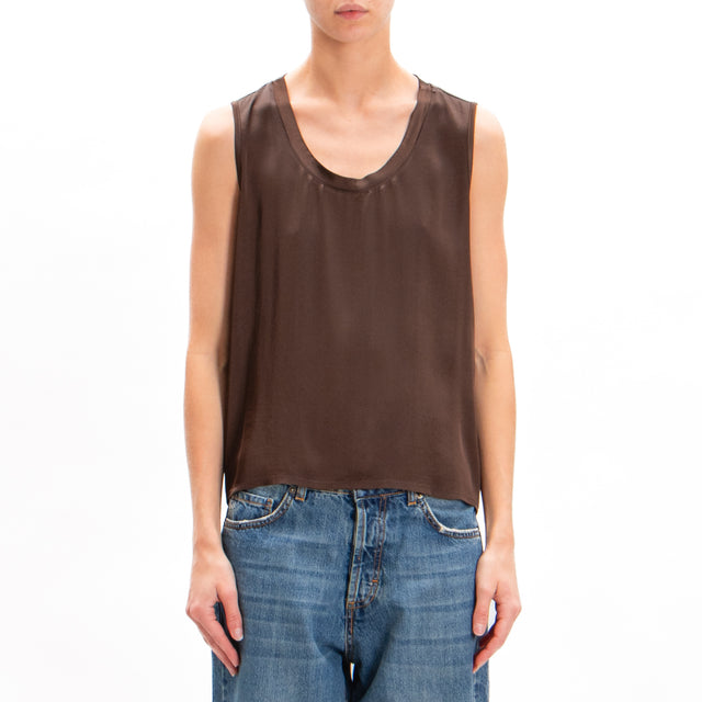 Vicolo-Top in satin elasticizzato - moro