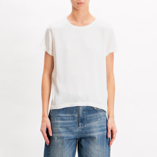 Vicolo-Blusa mezza manica in satin elasticizzato - off white