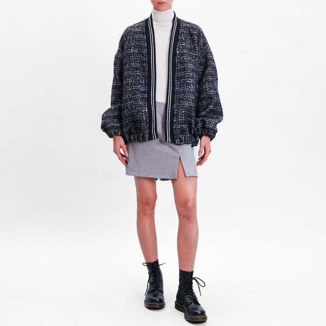 Vicolo-Bomber bouclé in lurex - nero/argento/viola