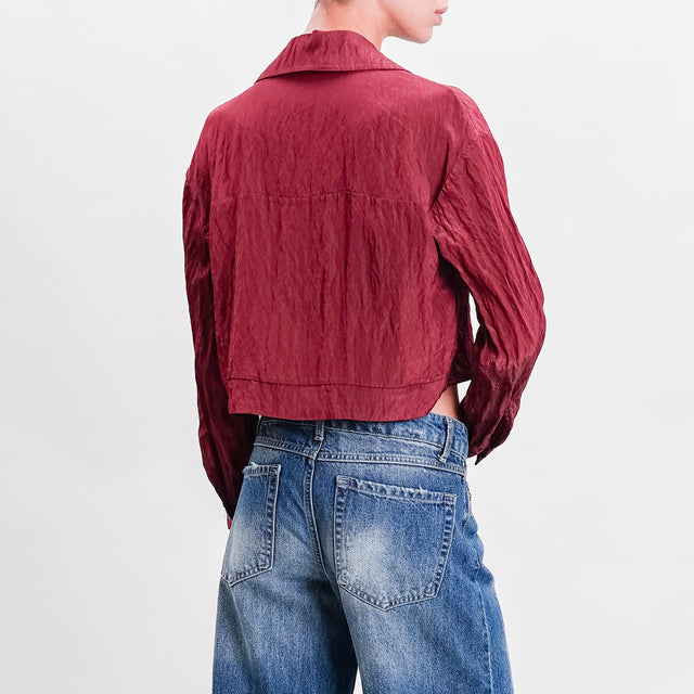 Vicolo-Camicia crop in tessuto goffrato - Bordeaux