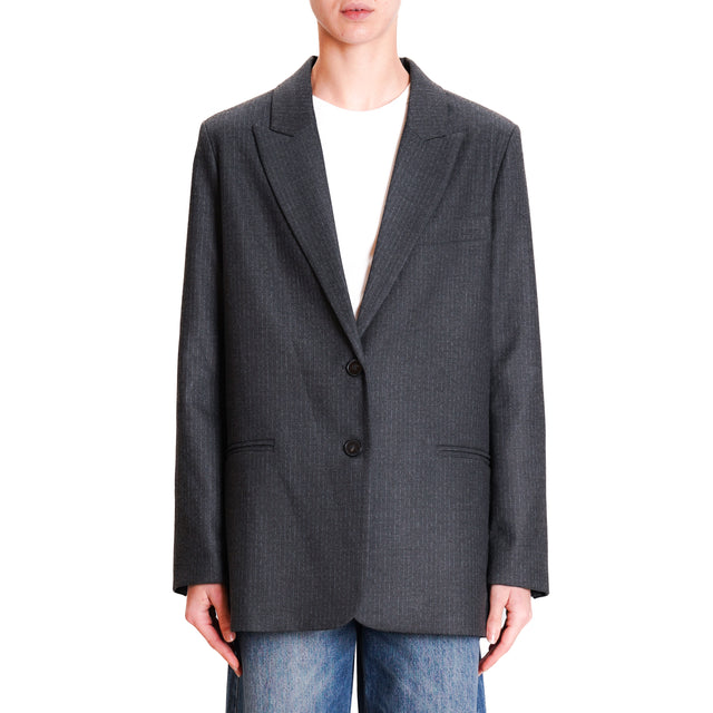 Vicolo-2 Button Pinstripe Jacket - Anthracite