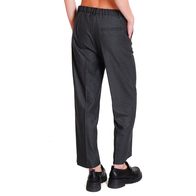 Vicolo-Pantalone gessato elastico dietro - antracite