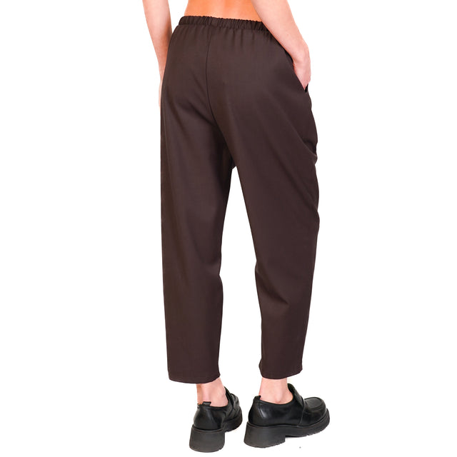 Vicolo-Pantalone elastic waist with drawstring - moro