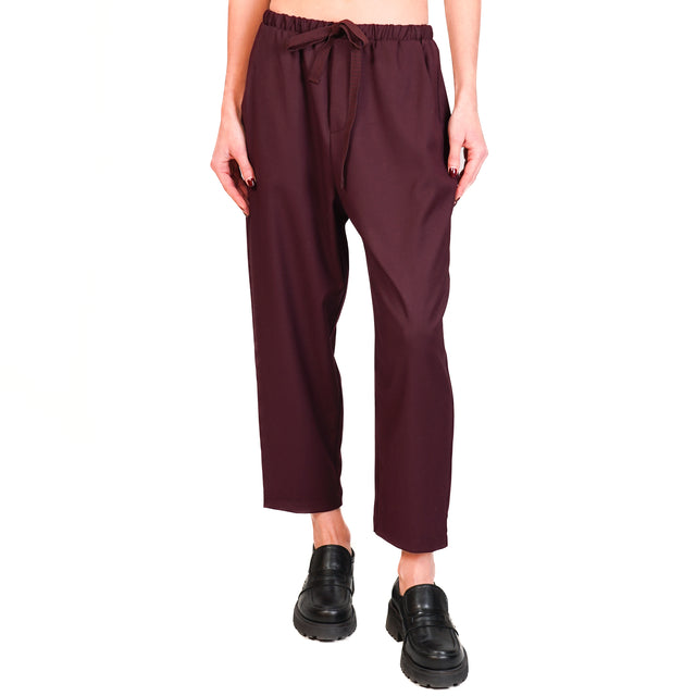 Vicolo-Pantalone elastico in vita con coulisse - vino