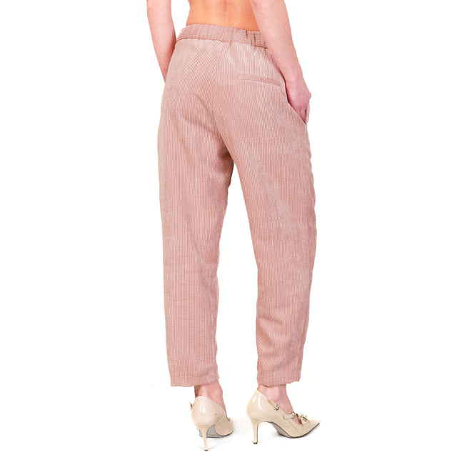 Vicolo-Pantalone velluto 500 righe elastico dietro - rosa