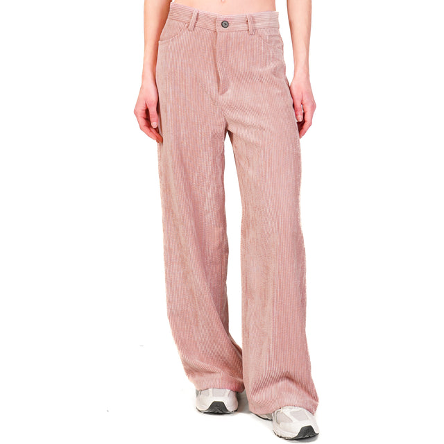 Vicolo-Pantalone palazzo velluto 500 righe - rosa