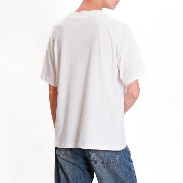 Vicolo-T-shirt girocollo in cotone - latte