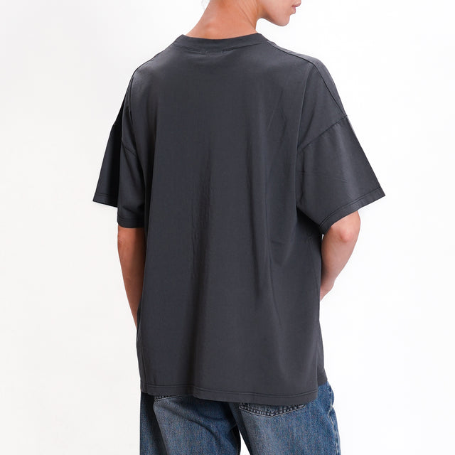 Vicolo-T-shirt girocollo in cotone - piombo