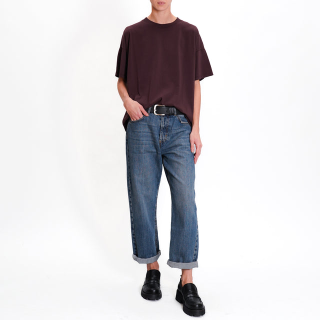 Vicolo-T-shirt girocollo in cotone - plum