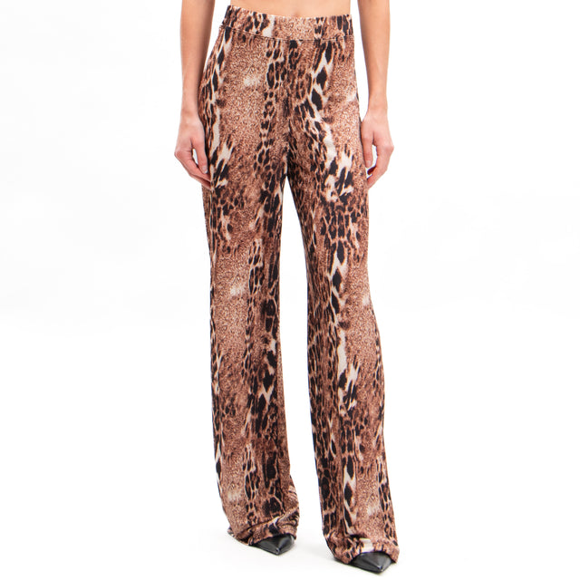 Vicolo-Spotted Jersey Pants - Sand/Black/Dark Brown