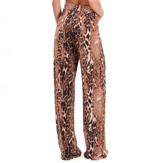 Vicolo-Spotted Jersey Pants - Sand/Black/Dark Brown