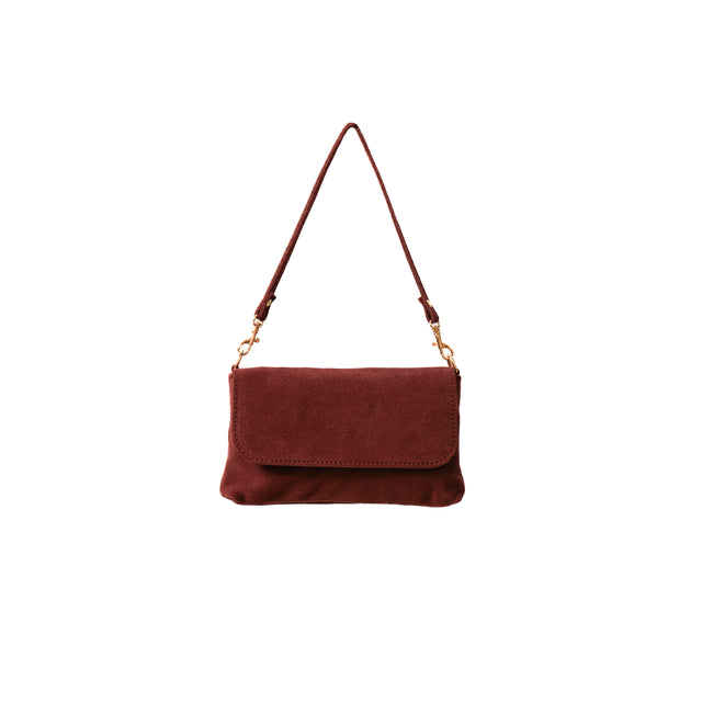 W by white mood-Genuine suede leather clutch bag - Bordeaux