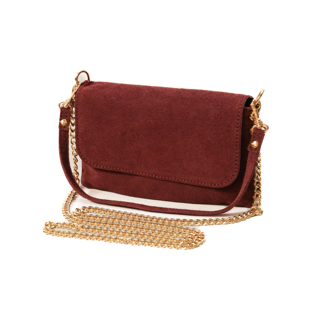 W by white mood-Genuine suede leather clutch bag - Bordeaux