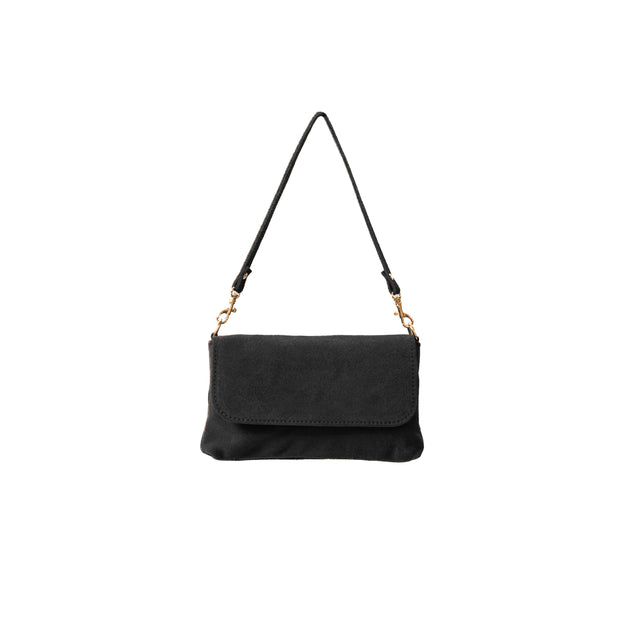 W by white mood-Pochette genuine leather scamosciata - nero