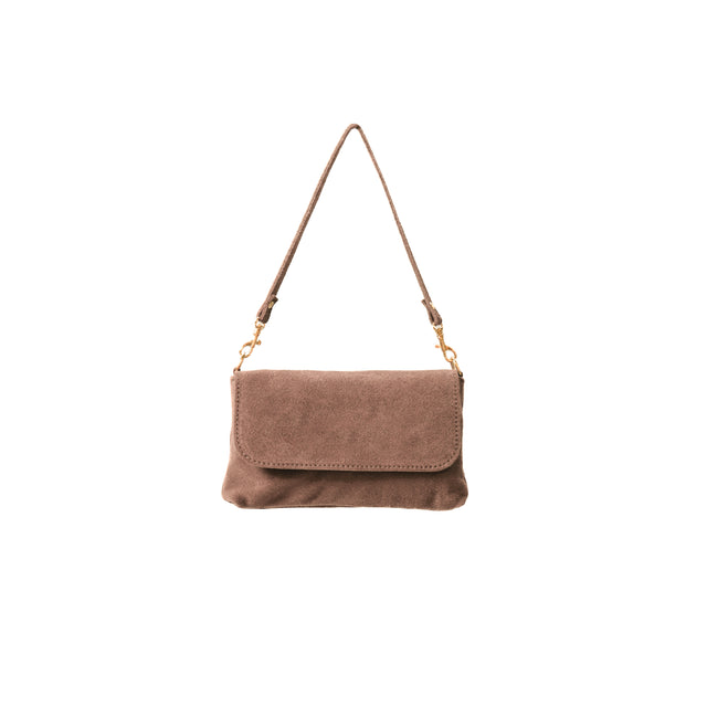 W by white mood-Pochette genuine leather scamosciata - taupe