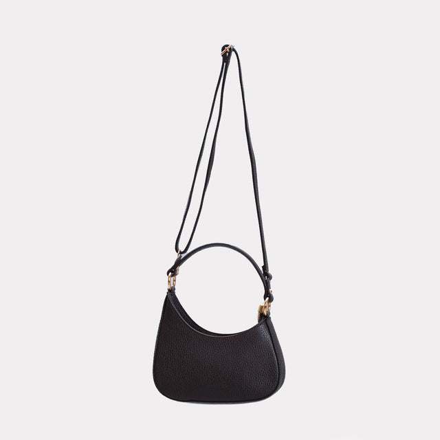 W by Whitemood-Mini borsa a spalla mezzaluna asimmetrica - nero