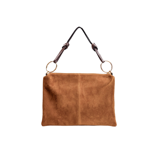 W by Whitemood-Borsa a spalla in pelle scamosciato - camel