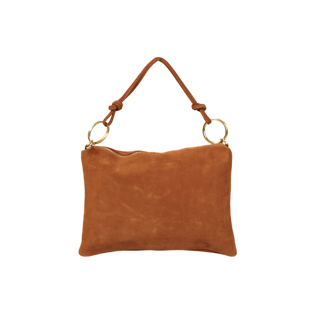 W by Whitemood-Suede Leather Shoulder Bag - Camel