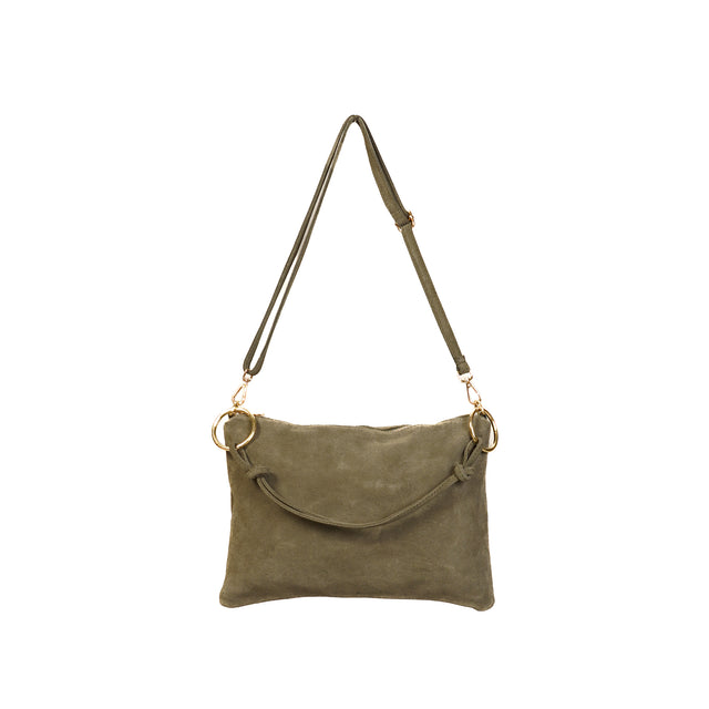 W by Whitemood-Borsa a spalla in pelle scamosciato - militare