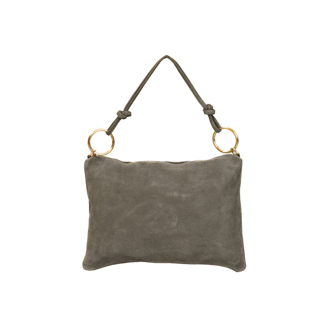 W by Whitemood-Suede Leather Shoulder Bag - Taupe