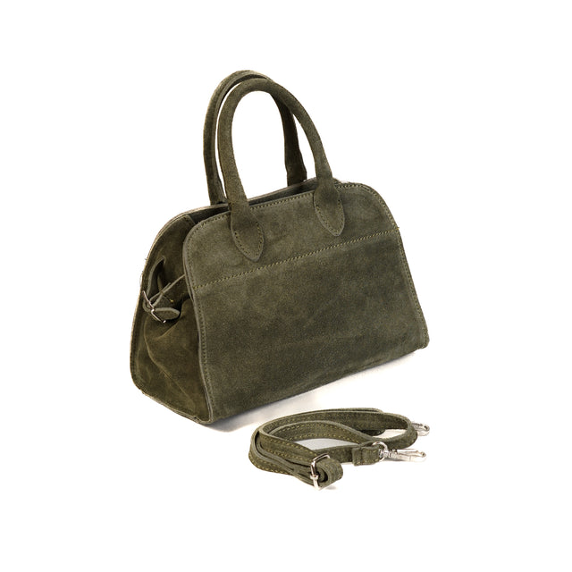 W by white mood-Mini bag a mano genuine leather scamosciata - militare