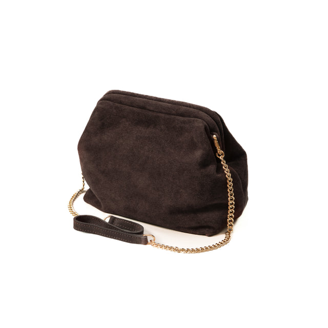 W by white mood-Borsa clutch genuine leather scamosciata - caffe'