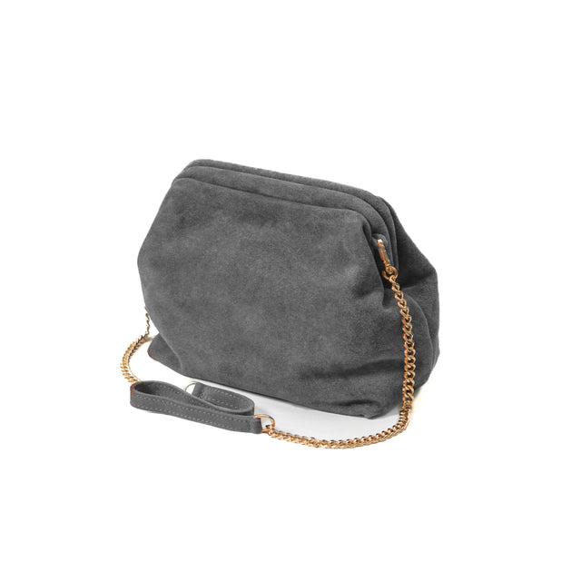 W by white mood-Borsa clutch genuine leather scamosciata - grigio