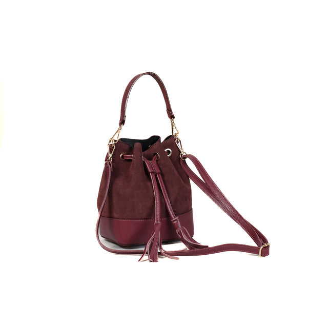 W by Whitemood-Bucket Bag with Tassels - Bordeaux