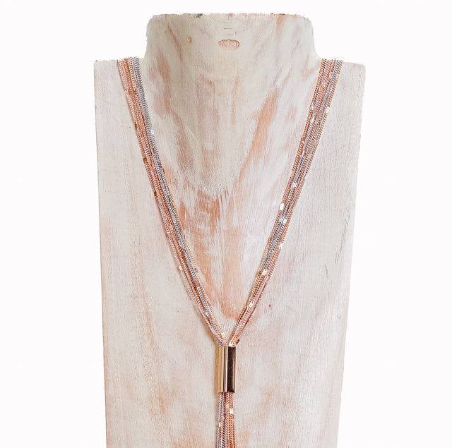 W by Whitemood-Collana mutlifilo a Y - silver/gold/rose gold