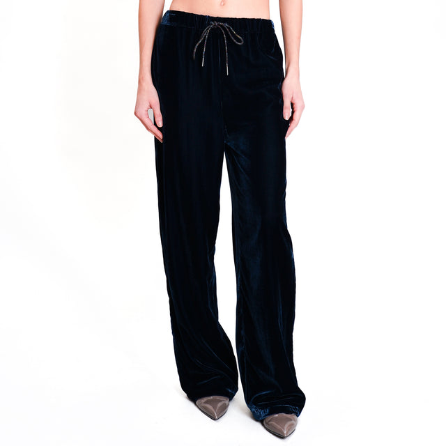 Wu'side-Cellular Drawstring Trousers - Blue