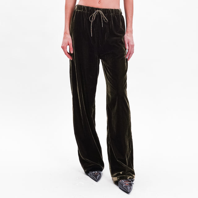 Wu'side-Cellular trousers with drawstring - dark brown