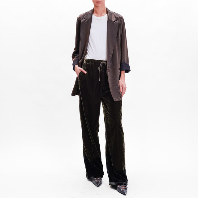 Wu'side-Cellular trousers with drawstring - dark brown